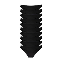 10 Adet Süper Eko Set Likralı Kadın Slip Külot Siyah