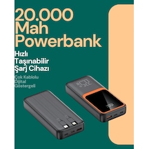 Taşınabilir Şarj Cihazı 20000 Mah 22.5w Hızlı Şarj + Dijital Ekran + Kablo Dahil - Lisinya Siyah