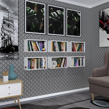 Kenzlife Duvar Rafı Kitaplık Hülas Byz 022 039 13 Altılı Duvara Asma Aparatlıdır 6 Adet Beyaz