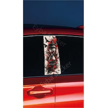 Araç Kapı Direk Kaplama Folyosu Kırmızı Kumsaati Desenli Drk14 Sağ Sol Takım 2 Adet - 22x50 Cm
