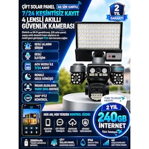 Okam 4g Sım Kartlı Çift Solar Panelli 4 Lensli Akıllı Güvenlik Kamerası 20.800mah 360 Ptz 7/24 Aov 2 Yıl 240gb İnternet