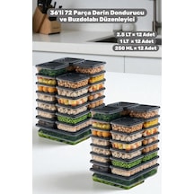 36'lı 72 Parça Derin Dondurucu Buzdolabı Düzenleyici Organizer Saklama Kabı Gri - 751810336 Gri