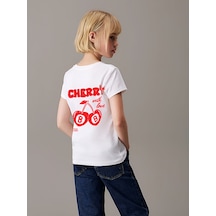 Uyguntarz Çocuk Cherry Baskılı Pamuklu Tshirt Beyaz Uyguntarz Çocuk Cherry Baskılı Pamuklu Tshirt Beyaz