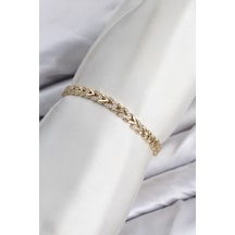 Cm Model Zirkon Taşlı Vıp Seri Gold Renk Pirinç Kadın Bileklik Altın