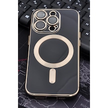 Apple Uyumlu iPhone 14 Pro Magsafe Özellikli Lens Korumalı Lazerli Renkli Kılıf Siyah