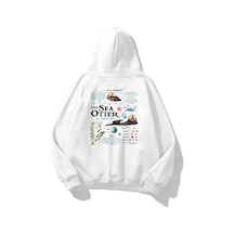 Unisex Sea Otter Sweatshirt Beyaz Beyaz