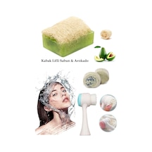 3lü Set Yüz Temizleme Fırçası Cilt Bakım Arındırıcı Lifli Peeling Okado Sabun Akne,leke Ruşur Taşı