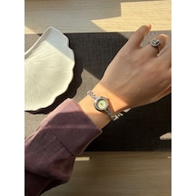 Retro Minimal Metal Kordon Vintage Kadın Kol Saati Gümüş Altın 33379250