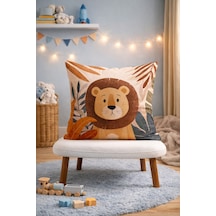 Bebek Odası Dekoratif Aslan Yastık Kılıfı Tatlı Aslan Erkek Bebek & Çocuk Odası Dekor Aslan 43 x 43 - 826889564