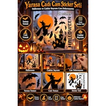 Halloween Yarasa Cadı Cam Sticker Seti Cadılar Bayramı Pencere Dekorasyonu Parti Aksesuarı Diğer