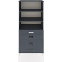 Hyperion Dolap 3 Raflı 4 Çekmeceli 88x44x195 Antrasit-antrasit Antrasit
