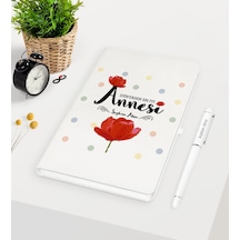 Kişiye Özel Dünyanın En İyi Annesi Beyaz Defter Kalem Seti - 10 Beyaz