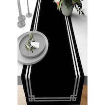 Siyah Çerçeveli Desen Premium Masa Örtüsü Runner Rnr126n11