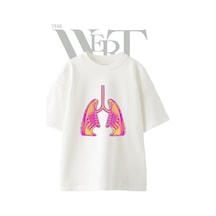 Thewert Lungs Sneakers Tasarım Baskılı Ünisex Beyaz Oversize T-shirt