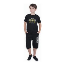 Fyk Kids Erkek Çocuk Yazlık Gamer Baskılı Alt-üst Takım Siyah