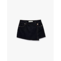 Koton Rahat Kalıp Kruvaze Mini Denim Şort Etek Koyu İndigo 6sal70020md Dark Indigo