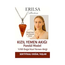 Erilsa Sertifikalı Pandül Model Kızıl Yemen Akiği Kolye Nazar Ve Stres Çok Renkli