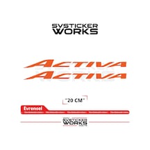Honda Activa Sticker Uyumlu Yazı Yüksek Kalite Özel Kesim Folyo 2'li Set Turuncu