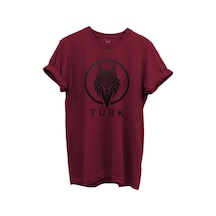 Kurt Ve Türk Özel Koleksiyon Serisi-6 Tasarım Baskılı %100 Pamuk T-shirt Bordo