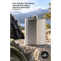10 Adet Paslanmaz Çelik Matara 8 Oz 236 Ml Tekli Matara, Taşınabilir Su Şişesi, Stainless Steel Flask