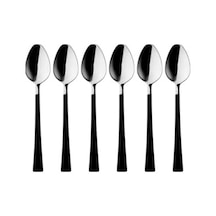 6 Parça Çay Kaşığı Seti, Paslanmaz Çelik, Gümüş Siyah, 11 Cm