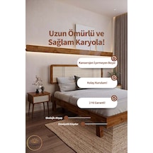 Li Lyum Hazeran Başlıklı Masif Ahşap Karyola Vernik 100x200