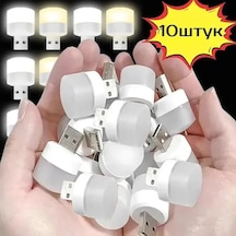 Youtek 10'lu Paket Usb Led Gece Lambası, 5v 1a, 80-100 Lumens, Sıcak Isık, Dayanıklı Abs+pc, Ev Ve Seyahat İçin Sıcak