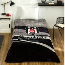 Taç Taraftar Lisanslı Tek Kişilik Battaniye 160x220 -beşiktaş Kartal Siyah - Beyaz
