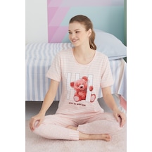 Siyah İnci Pamuklu Örme Pijama Takım 24113155 Çok Renkli