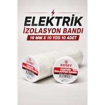 Elektrik İzolasyon Bandı Beyaz - 19 Mm X 10 Yds - 10 Lu Paket