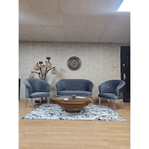 Zafir Teddy Takım Krom Kaplama Telli Ayak Çay Seti Koltuk - Berjer , Balkon, Salon, Ofis Füme