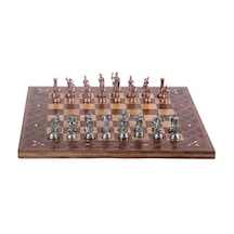 Gifthome 4092 Metal Roma Satranç Takımı Antik Ve El Yapımı Masif Ahşap Satranç Tahtası