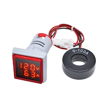 Ac 20-500v 100a Kare Dijital Voltmetre Ampermetre 220v Kırmızı Panel Montaj Led Gösterge Ekran Elektrik Voltaj Akım