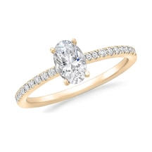 Engingold Rose Altın Oval Tektaş Yüzük 14k Ay13899