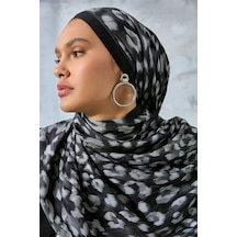 Silk Home Eco Viscose Şal Siyah Füme Gümüş Leopar Desenli Nefes Alan 90x200 Çok Renkli