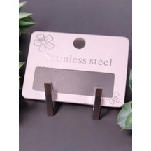 Minimal Kare Çelik Küpe Metalik