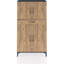 Arges Dolap 3 Raflı Tek Çekmeceli 4 Kapaklı 88x30x163 Antrasit-çam Antrasit
