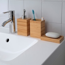 3 Parça Bambu Banyo Seti 3 Ikea Bambu Sabunluk Seti Banyo Set 3Pa Sarı