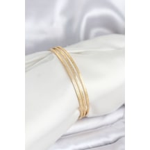 316l Çelik Gold Renk Simli Model Ajda 65 Mm Kadın Bileklik Tj-bb8076 Altın - Çok Renkli