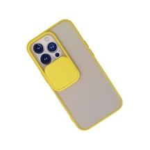 Apple Uyumlu,  iPhone 13 Pro Kılıf Palm Buzlu Kamera Sürgülü Silikon - Sarı