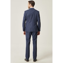 AC&Co / Altınyıldız Classics Altinyildiz Classics Erkek Lacivert Slim Fit Dar Kesim Desenli Yünlü Takım Elbise 4A3021100027LAC526N Lacivert
