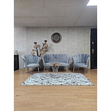 Zafir Papatya Çay Seti Koltuk Takımı Krom Sivriltme Ayak, Balkon, Salon, Ofis, Cafe Koltuk Takımı Gri