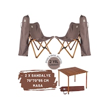 Ag The Joy Ahşap Masa Sandalye Seti Kahverengi-Koyu Gri-70 70 55cm Koyu Gri