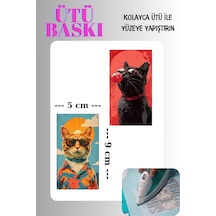 Kedi Ütü İle Yapışan Tişört Tekstil Transfer Dtf Baskı 2 Adet - 674522865