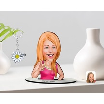 Kişiye Özel Kadın Karikatürlü 3D Ahşap Biblo Ve Isimli Silver Pap (473567067)