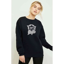 Troopers Baskılı Siyah Kadın Sweatshirt