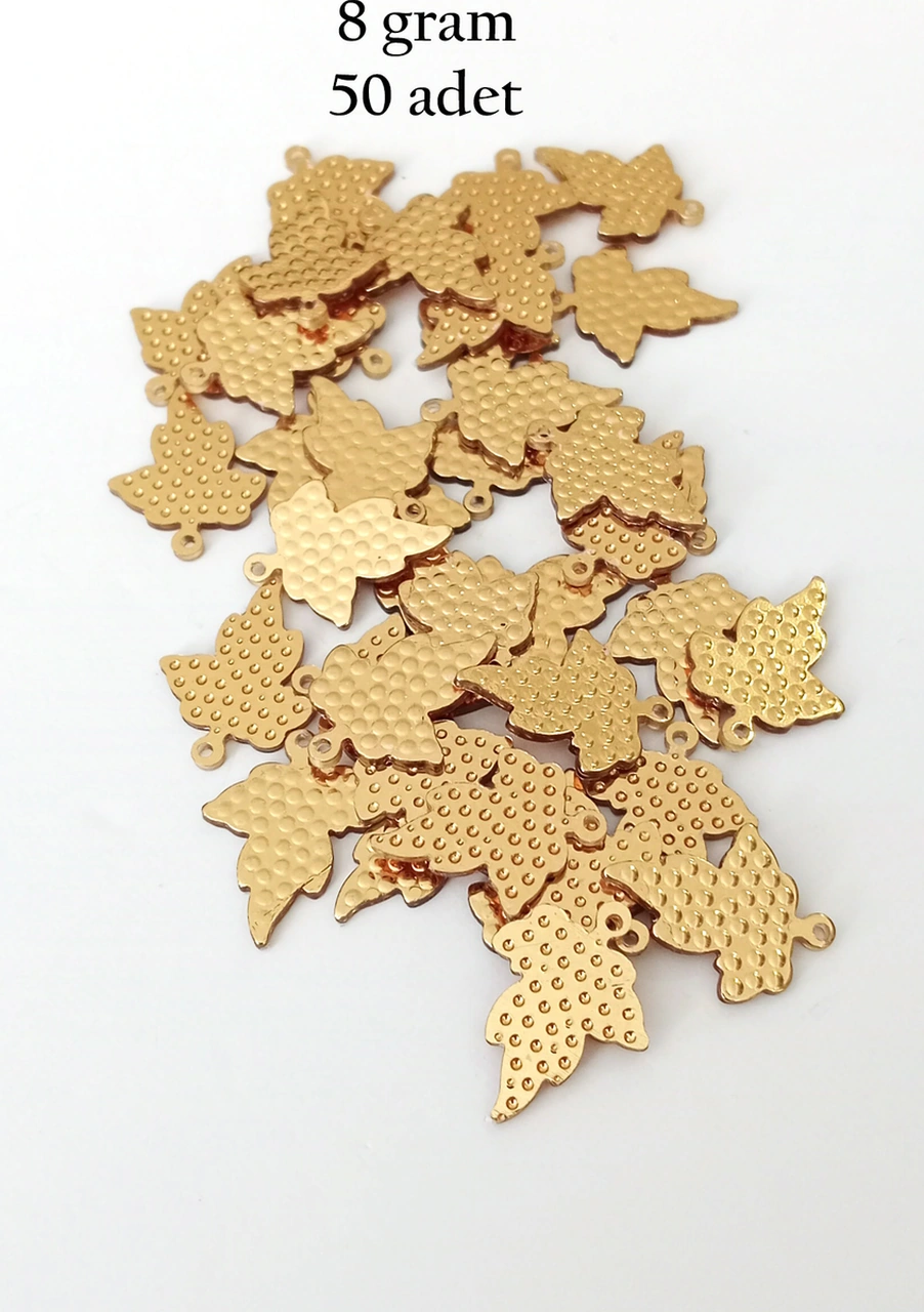 Oya Abiye Bileklik Kolye Pleksi Metalik Plastik Pul Altın Renk 8 Gram 50 Adet - Bnc489