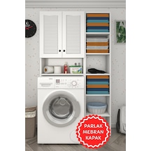 Kenzlife Membran Çamaşır Makinesi Dolabı Sinemmaks Byzbyz Panjur 180 096 30 Mebran Kapak Suntalam Gövde Kapaklı Arkalıklı Raflı Beyaz