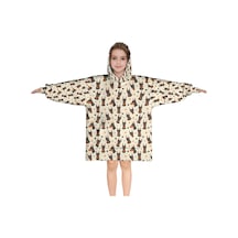 Doberman Desenli Çocuk Giyilebilir Battaniye Hoodie, 6-13 Yaş, Kalın-a6 Doberman Heart Orange