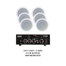 100v Octai Anfi Ve 6 Adet 13 Cm Alçıpan Tavan Hoparlör Seti Cafe Restorant Seti